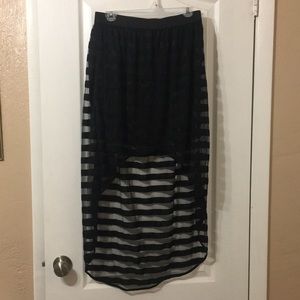 Hi Low Black Striped Skirt